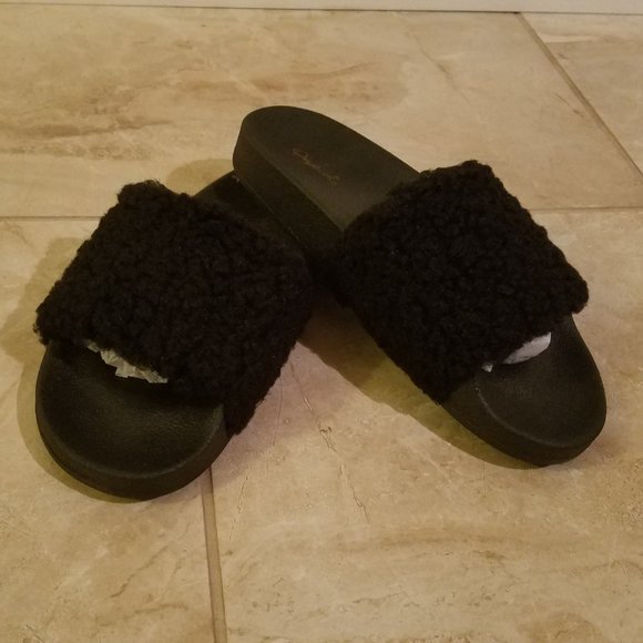 Black Slide Sandals - Picture 2 of 4